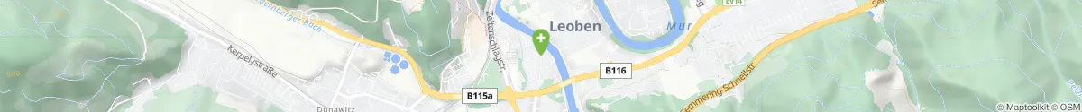 Kartendarstellung des Standorts für Waasen-Apotheke in 8700 Leoben